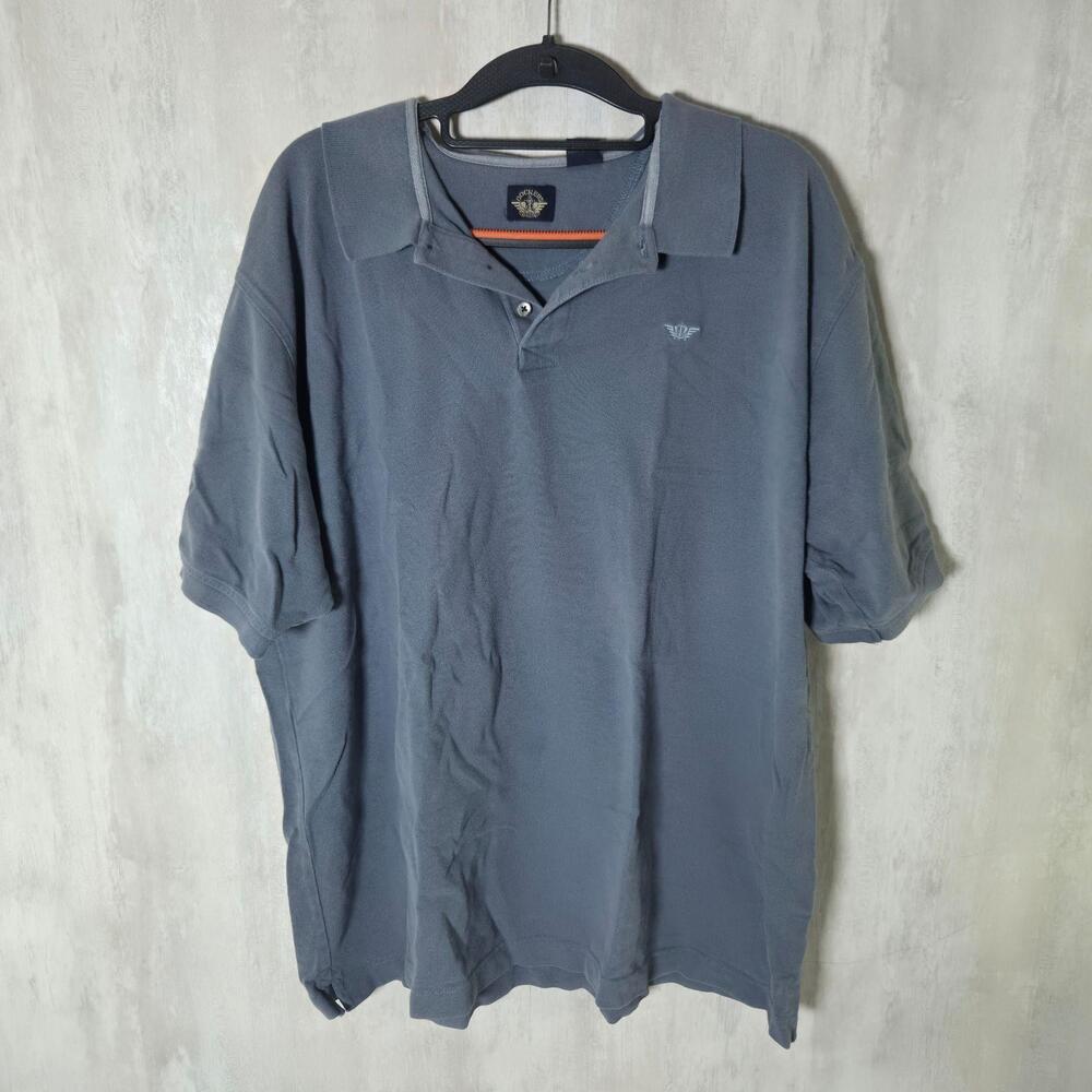 Vintage Dockers Polo Shirt Mens 2XL Blue Cotton Classic Y2K Logo Casual